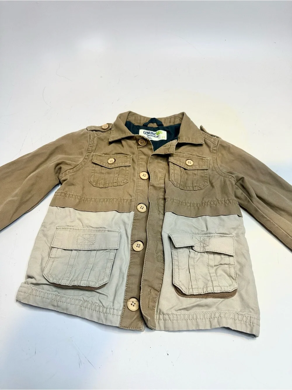 OshKosh B'gosh Two-Tone Brown & Beige Cotton Utility Jacket